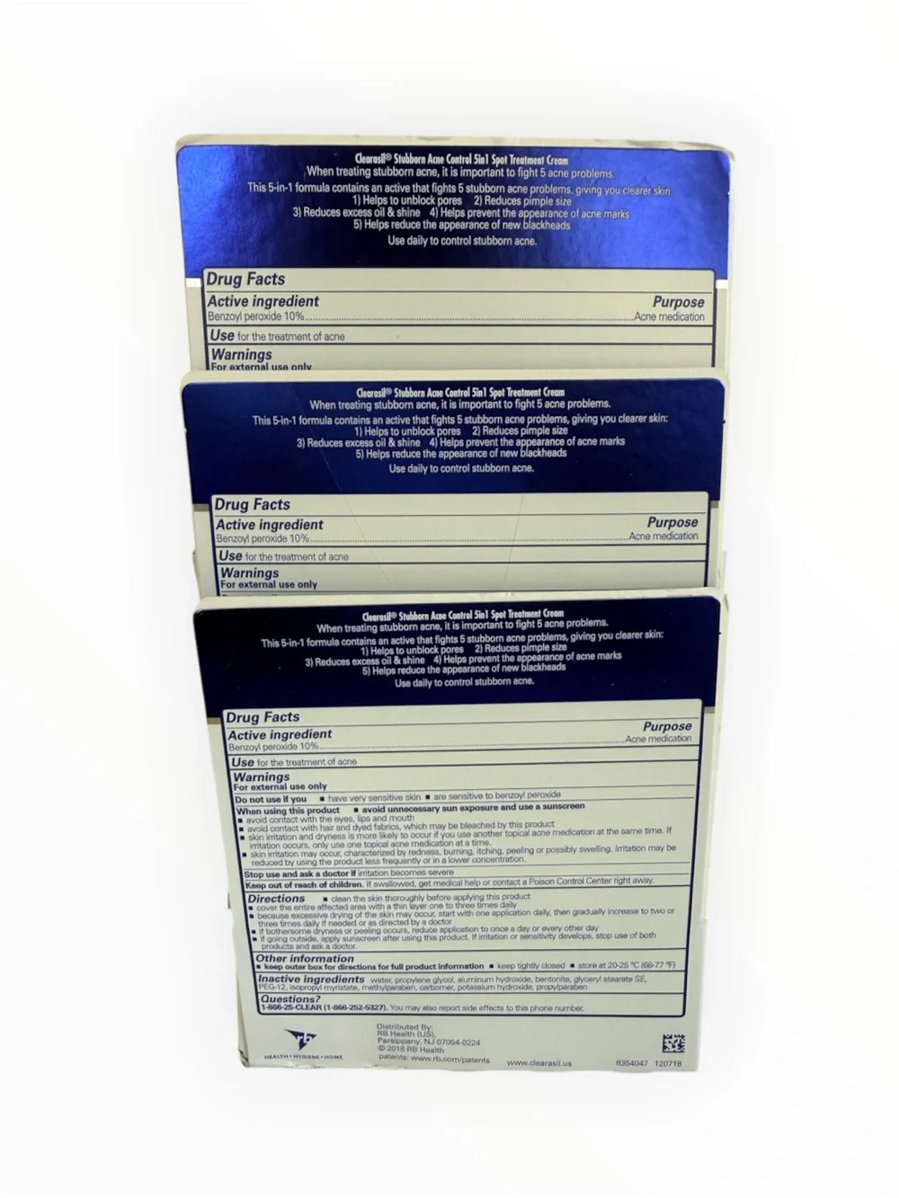 Clearasil Stubborn Acne Control 5-in-1 Spot Treatment Cream 1 oz New 3 Pack